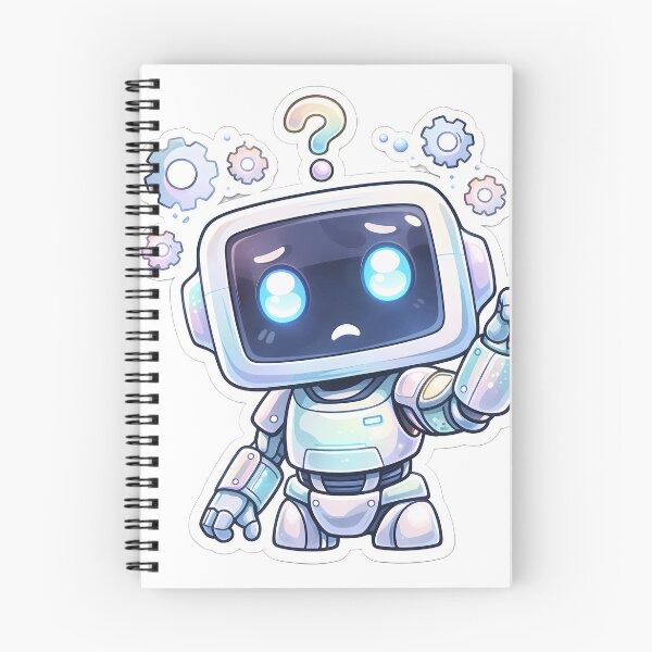 Artikelvorschau, Niedlicher Roboter-Aufkleber, Kawaii-KI-Bot, verwirrter Chibi-Tech-Cartoon-Ästhetik entworfen und verkauft von Art-Selling.