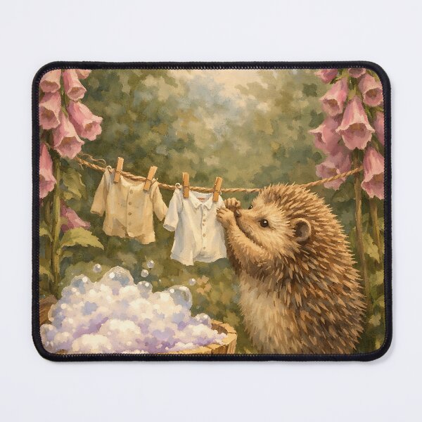 Item preview, Hedgehog’s Laundry Day - Cottagecore Woodland designed and sold by bapupa.