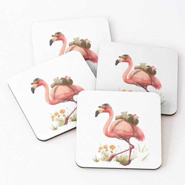 Item preview, Flamingo Explorer with Backpack – Cute Tropical Hiking Bird Design designed and sold by Anastasiia Yurevych.
