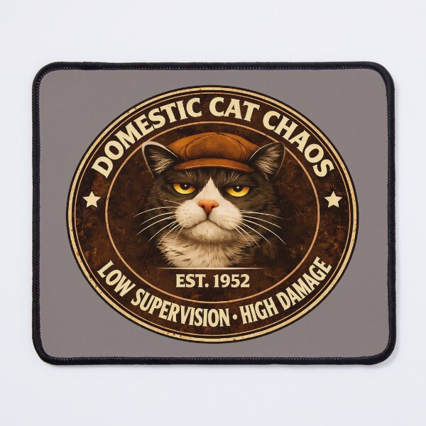 Item preview, Domestic Cat Chaos - Low Supervision...High Damage/Funny Cat Shirt/Vintage Cat Logo Design/Cat Lover Gift designed and sold by Halejo68.