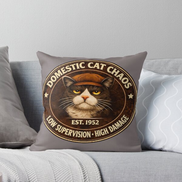 Item preview, Domestic Cat Chaos - Low Supervision...High Damage/Funny Cat Shirt/Vintage Cat Logo Design/Cat Lover Gift  designed and sold by Halejo68.