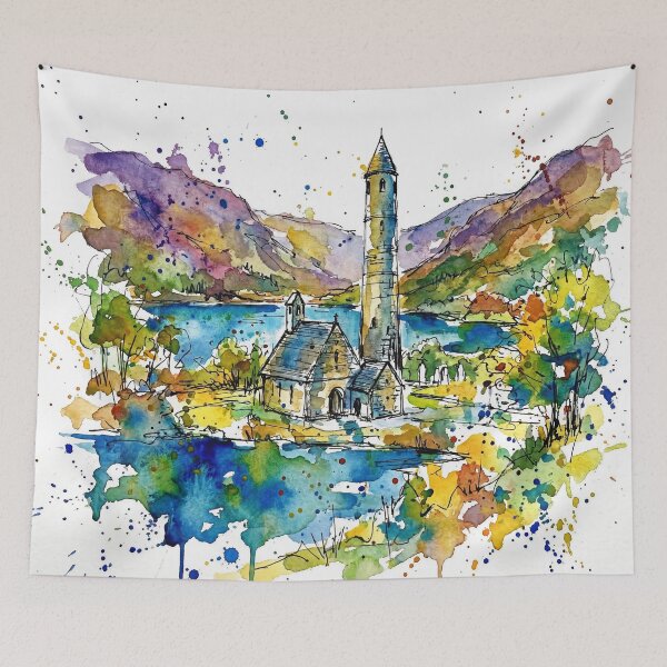 Item preview, Glendalough Ink & Watercolour Ireland Landscape Art designed and sold by Printpix.