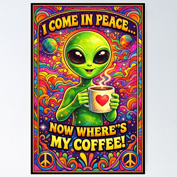 Item preview, Psychedelic I Come In Peace - Alien designed and sold by Peace,love,andbeaches.