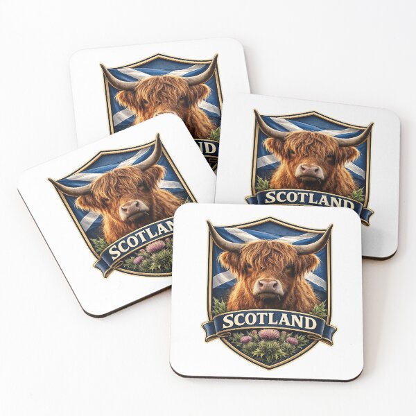 Item preview, Scotland Highland Cow Crest Emblem designed and sold by ThistleAndCoo.