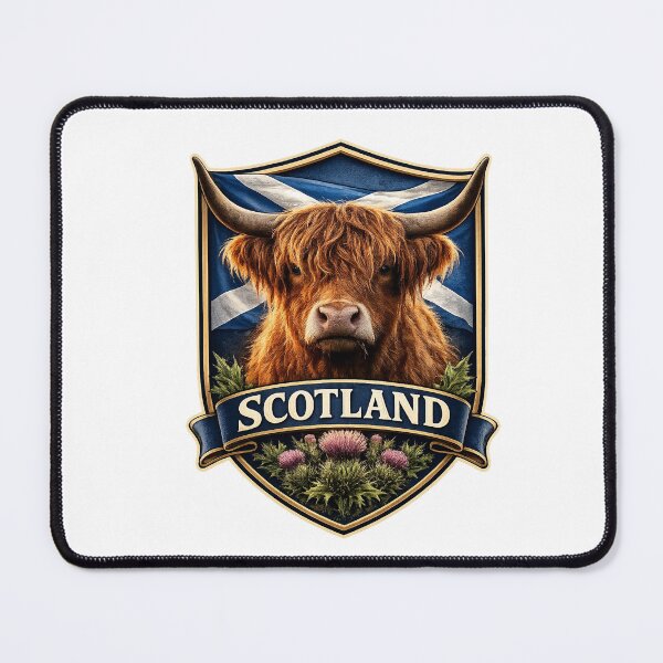 Item preview, Scotland Highland Cow Crest Emblem designed and sold by ThistleAndCoo.