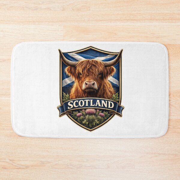 Item preview, Scotland Highland Cow Crest Emblem designed and sold by ThistleAndCoo.