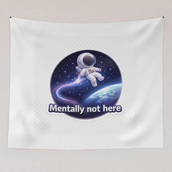 Item preview, Mentally Not Here Astronaut Sticker | Space Aesthetic Floating Astronaut | Relatable Mood Quote. designed and sold by ZenGrowth4.