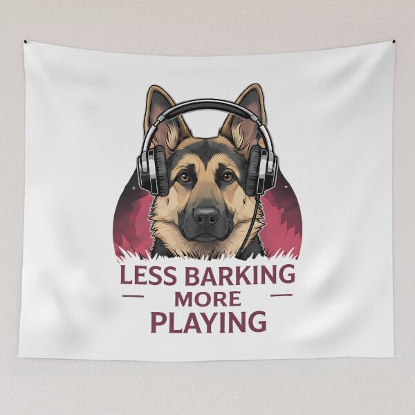 Item preview, German Shepherd DJ – Less Barking More Playing designed and sold by Art-Arcade6.