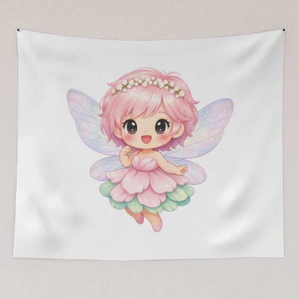 Item preview, Cute Pink Flower Fairy Chibi - Kawaii Pastel Pixie Sticker designed and sold by FatmaElhofy.