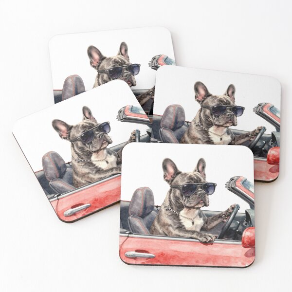 Item preview, French Bulldog in a red convertible designed and sold by SophiesDesign27.
