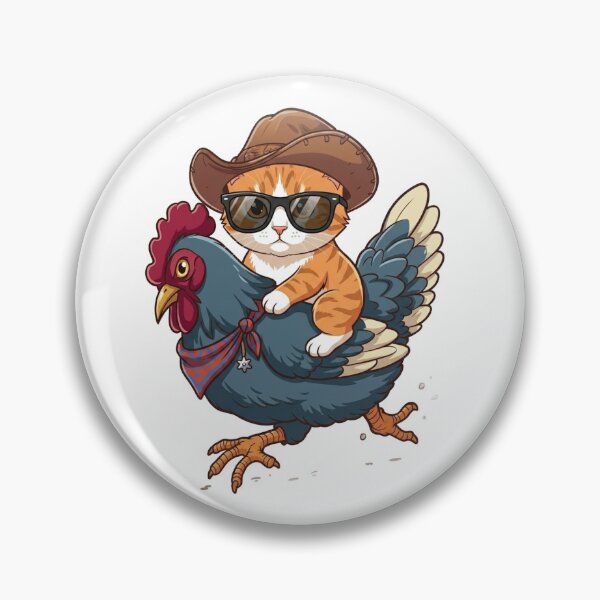 Item preview, Cowboy Cat riding a Chicken  designed and sold by MusicalmeStudio.