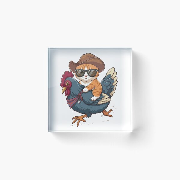 Item preview, Cowboy Cat riding a Chicken  designed and sold by MusicalmeStudio.