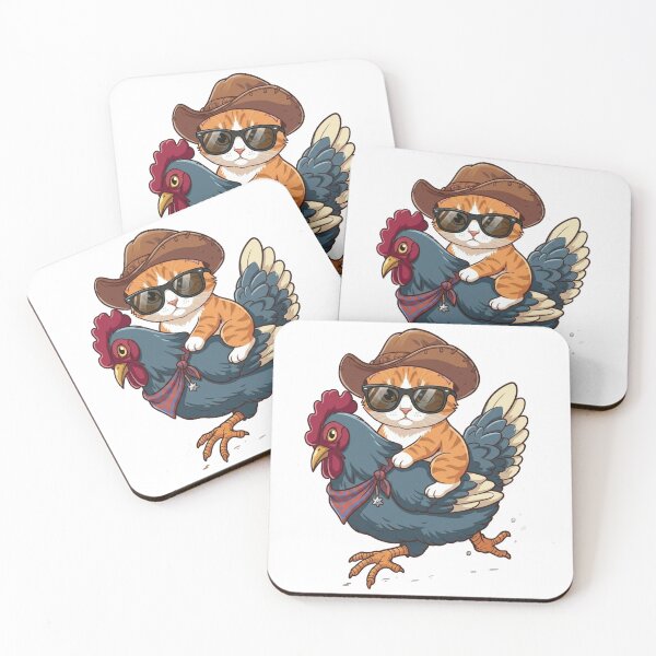 Item preview, Cowboy Cat riding a Chicken  designed and sold by MusicalmeStudio.