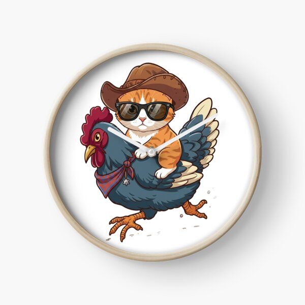 Item preview, Cowboy Cat riding a Chicken  designed and sold by MusicalmeStudio.