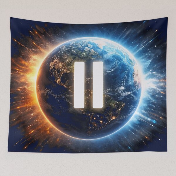 Item preview, Pause the World – Earth Pause Button Minimalist Climate Awareness Design designed and sold by FunkyVista.