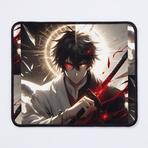 Item preview, The Shattered Halo: Angelic Light and Demonic Blood Katana Anime Duality Portrait designed and sold by MouradStudio.