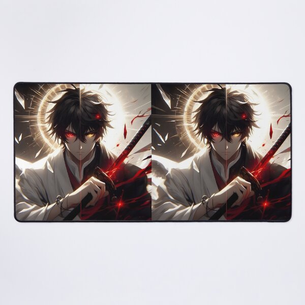 Item preview, The Shattered Halo: Angelic Light and Demonic Blood Katana Anime Duality Portrait designed and sold by MouradStudio.