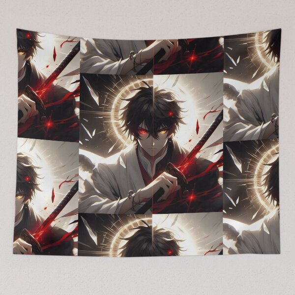 Item preview, The Shattered Halo: Angelic Light and Demonic Blood Katana Anime Duality Portrait designed and sold by MouradStudio.