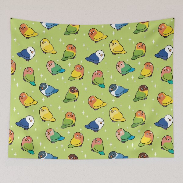 Item preview, Tiny lovebirds in green designed and sold by Erika Vaigel Creations.