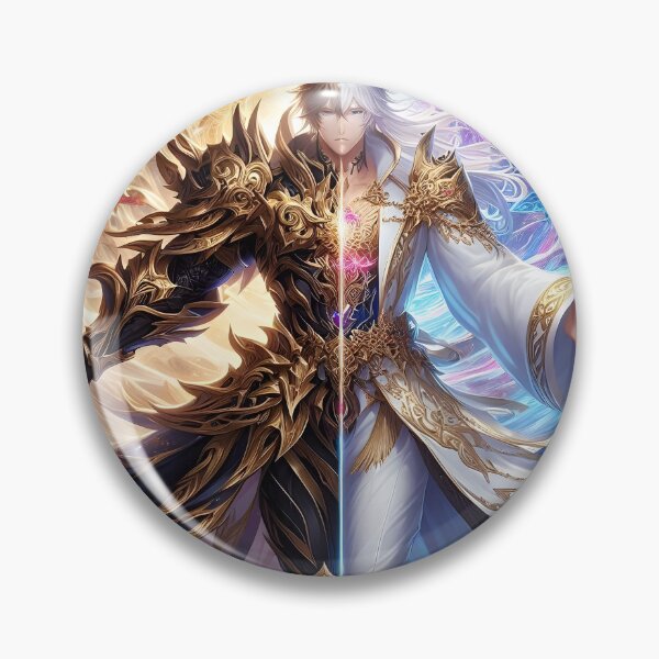 Item preview, Cosmic Equilibrium: The Armored Demon and Serene Light Mage Epic Fantasy Anime Portrait designed and sold by MouradStudio.
