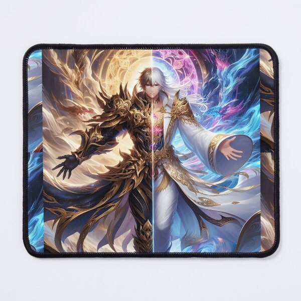 Item preview, Cosmic Equilibrium: The Armored Demon and Serene Light Mage Epic Fantasy Anime Portrait designed and sold by MouradStudio.