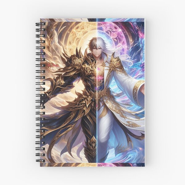 Item preview, Cosmic Equilibrium: The Armored Demon and Serene Light Mage Epic Fantasy Anime Portrait designed and sold by MouradStudio.