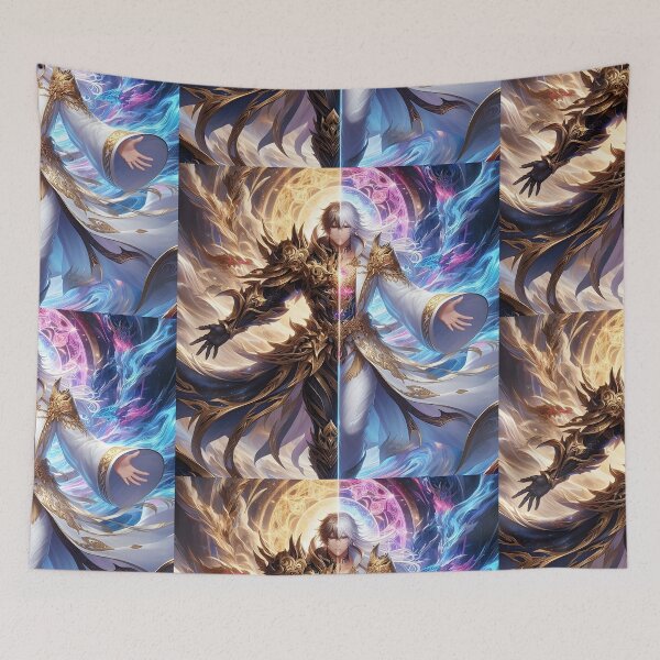 Item preview, Cosmic Equilibrium: The Armored Demon and Serene Light Mage Epic Fantasy Anime Portrait designed and sold by MouradStudio.