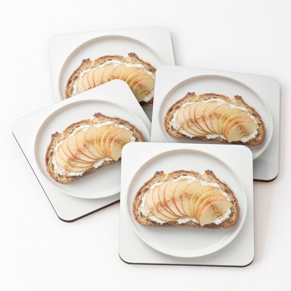 Item preview, Cozy sourdough toast with cream cheese, sliced apples and cinnamon on white background designed and sold by pixelbloom17.