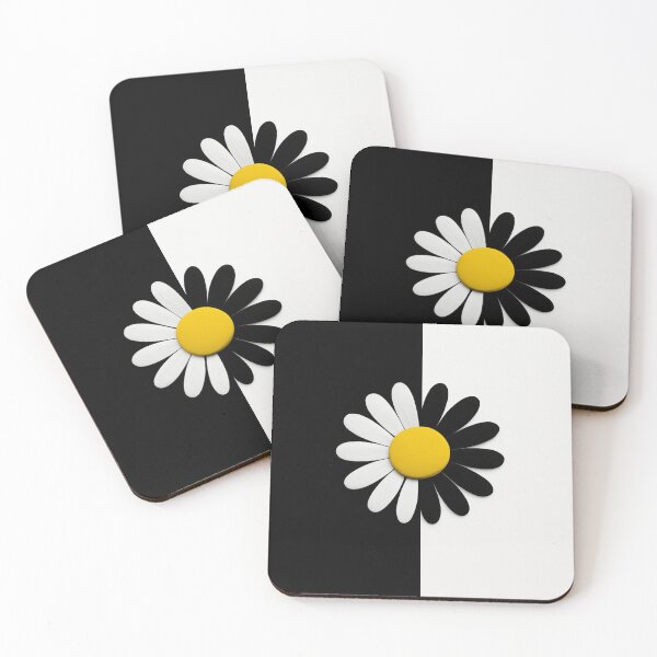Item preview, Black and White Split Daisy Inverted Petals Modern Minimal Floral Design designed and sold by daila70.