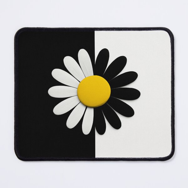 Item preview, Black and White Split Daisy Inverted Petals Modern Minimal Floral Design designed and sold by daila70.