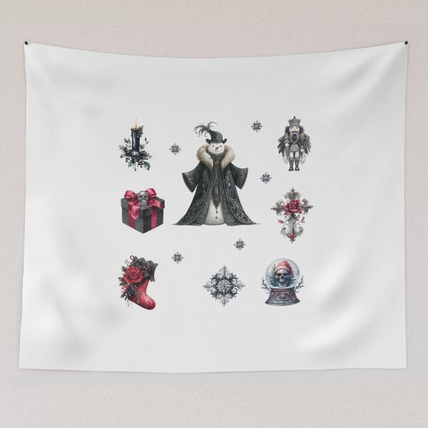 Item preview, Dark Christmas Snowman – Gothic Holiday Design with Skulls and Roses designed and sold by Anastasiia Yurevych.