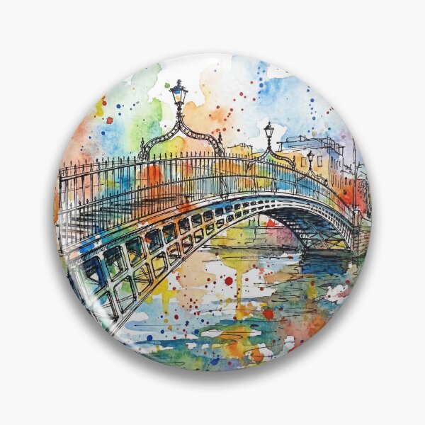 Item preview, Ha’Penny Bridge Dublin Ink and Watercolour Art Print designed and sold by Printpix.