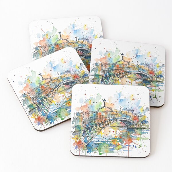 Item preview, Ha’Penny Bridge Dublin Ink and Watercolour Art Print designed and sold by Printpix.