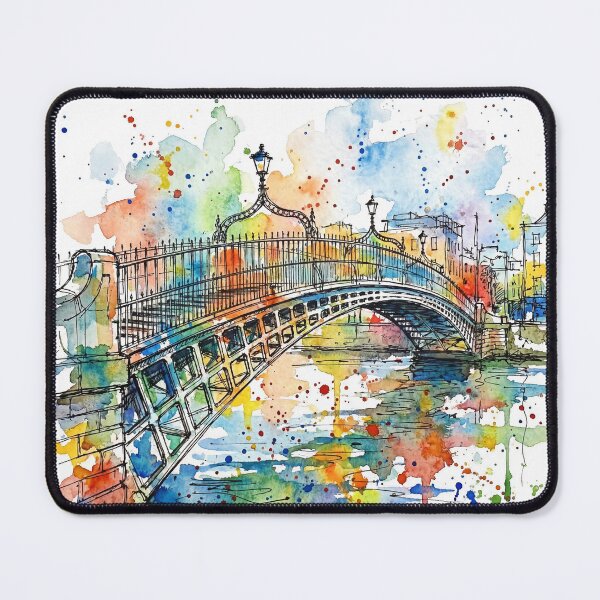 Item preview, Ha’Penny Bridge Dublin Ink and Watercolour Art Print designed and sold by Printpix.