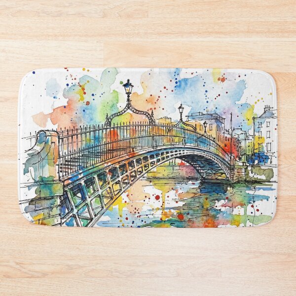 Item preview, Ha’Penny Bridge Dublin Ink and Watercolour Art Print designed and sold by Printpix.