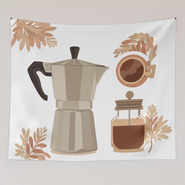 Item preview, Autumn Coffee Corner — Moka Pot & Jar Illustration designed and sold by VintageTips.