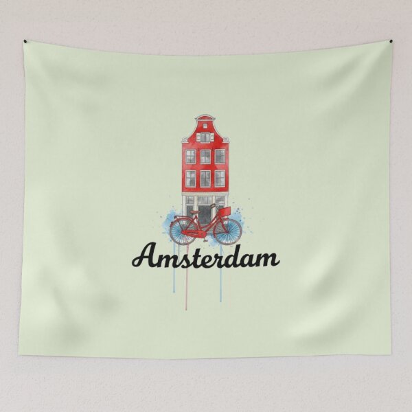 Item preview, Amsterdam Bicycle on Red Facade designed and sold by Aise06.