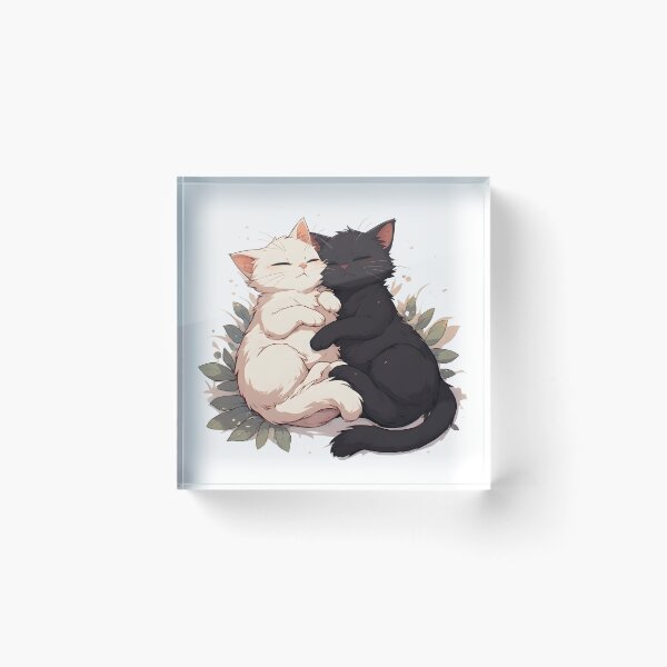 Item preview, Sleeping Black and White Cats – Cozy Kawaii Cat Cuddle designed and sold by Karolina’s Cozy Creations.