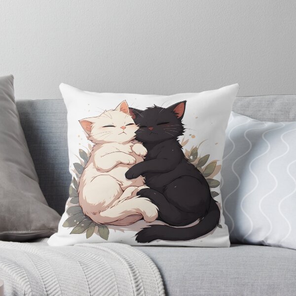 Item preview, Sleeping Black and White Cats – Cozy Kawaii Cat Cuddle designed and sold by Karolina’s Cozy Creations.