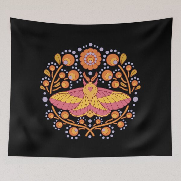 Item preview, Decorative rosy maple moth - dark version designed and sold by Erika Vaigel Creations.