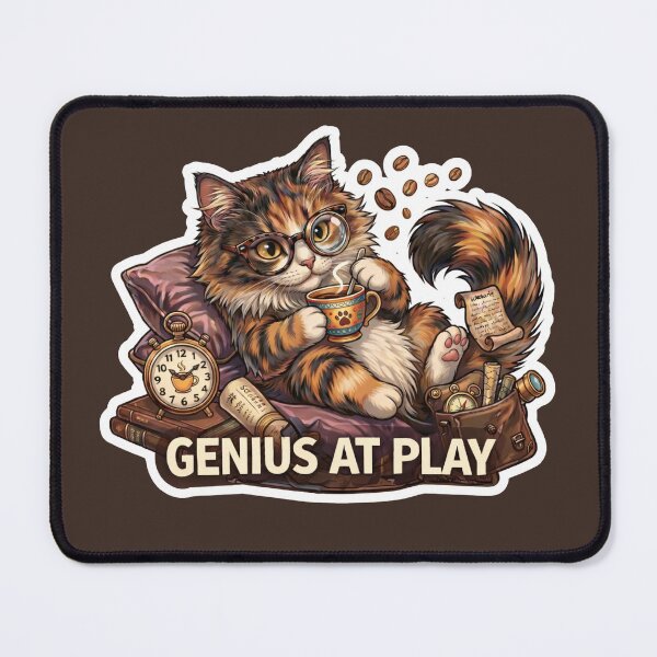 Item preview, Genius At Play Cat Coffee Meme Cute Lazy Smart Cat Gift designed and sold by Serene Whiskers.