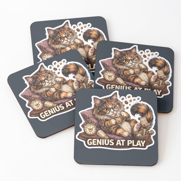 Item preview,  Genius At Play Cat Coffee Meme Cute Lazy Smart Cat Gift designed and sold by Serene Whiskers.