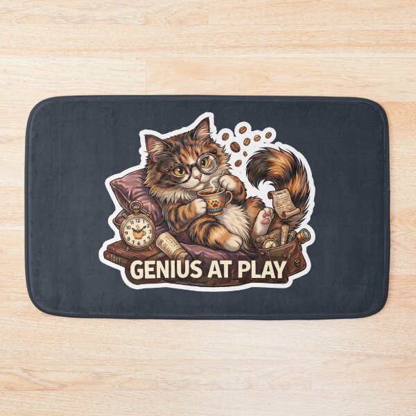 Item preview,  Genius At Play Cat Coffee Meme Cute Lazy Smart Cat Gift designed and sold by Serene Whiskers.