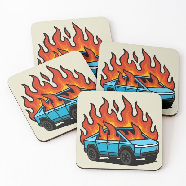 Item preview, Tesla Cybertruck on Fire - Funny EV meme designed and sold by ZERO-MIND.
