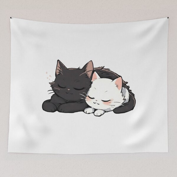 Item preview, Cute Sleeping Kittens – Black and White Cozy Cat Duo designed and sold by Karolina’s Cozy Creations.