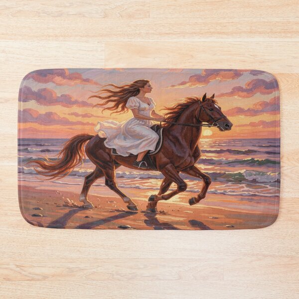 Item preview, Riding into the Sunset – Gouache Horse Art full of freedom, motion and warm beach vibes designed and sold by FotoworldEdel.