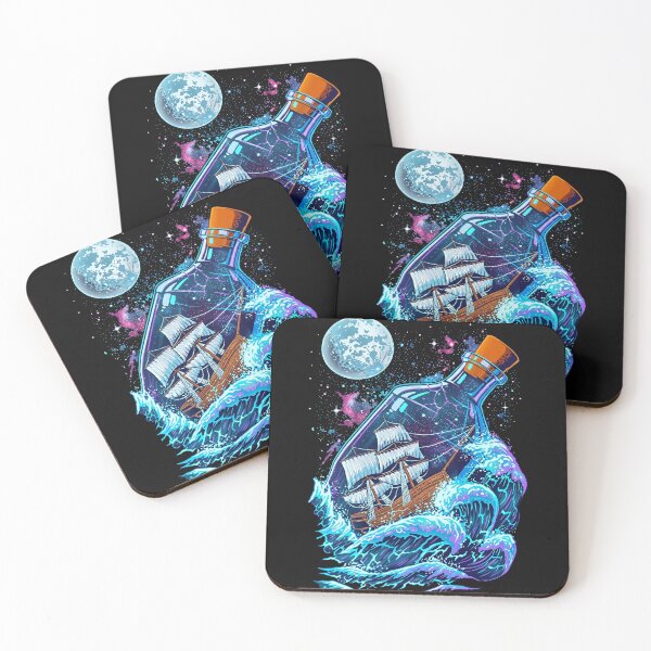Item preview, Surreal Cosmic Ship In A Bottle Crashing Ocean Waves Fantasy Art designed and sold by TopKult.
