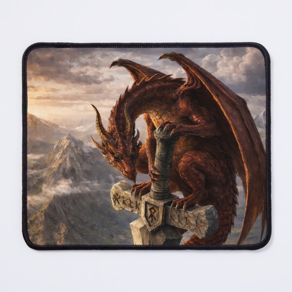 Item preview, Dragon Guarding Sword – Epic Fantasy Dragon, Ancient Blade, Legendary Guardian, Medieval Dragon Art, Mythical Creature Illustration designed and sold by DrakariArt.