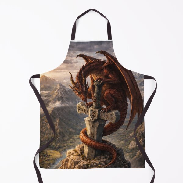Item preview, Dragon Guarding Sword – Epic Fantasy Dragon, Ancient Blade, Legendary Guardian, Medieval Dragon Art, Mythical Creature Illustration designed and sold by DrakariArt.