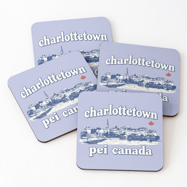 Item preview, Charlottetown PEI Canada Minimalist Blue Skyline Vintage Cityscape designed and sold by HowToCanadian.